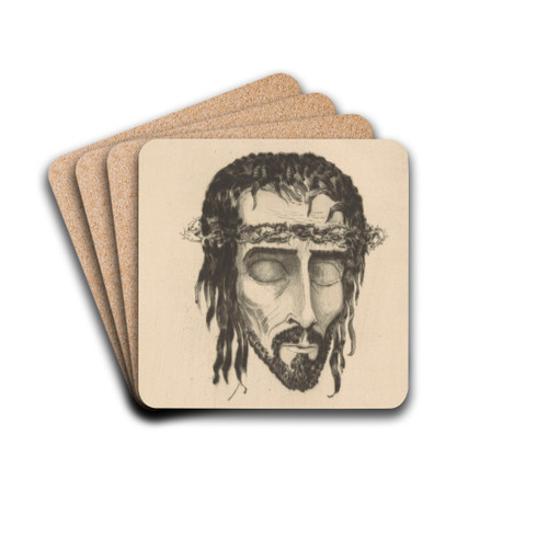 Hoofd van Christus by Lodewijk Schelfhout Drink Coasters - set of 4 Hoofd van Christus by Lodewijk Schelfhout Drink Coasters - set of 4