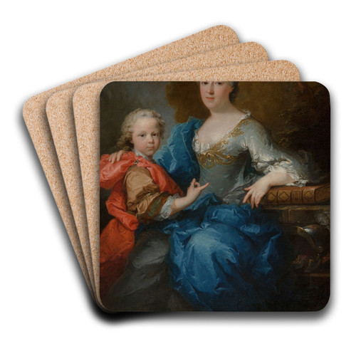 Portrait of a woman with a young boy in a park by Robert Tournires Art Drink Coaster set Portrait of a woman with a young boy in a park by Robert Tournires Art Drink Coaster set