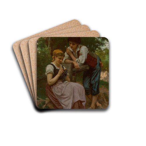 The demure maiden by Franois Alfred Delobbe Drink Coasters - set of 4