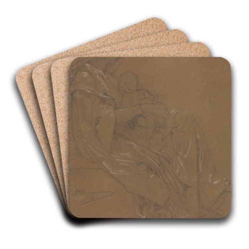 The Virgin and Child by William Bouguereau Art Drink Coaster set