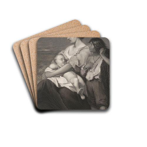 The Fisherman's Family by Louis Falmagne Drink Coasters - set of 4 The Fisherman's Family by Louis Falmagne Drink Coasters - set of 4