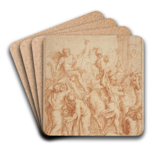 The Triumph of a Roman Warrior Allegory in honor of Camillo Pamphili by Alessandro Algardi Art Drink Coaster set