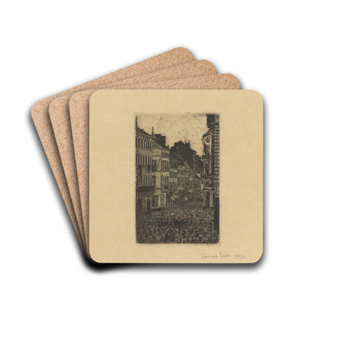 Muziek in de Vlaanderenstraat in Oostende by James Ensor Drink Coasters - set of 4
