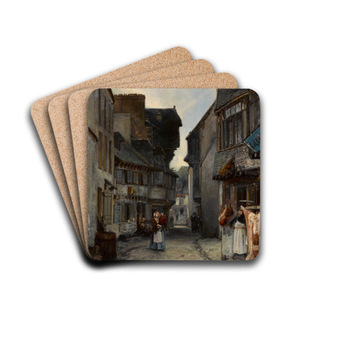 A street in Landerneau by Johan Barthold Jongkind Drink Coasters - set of 4