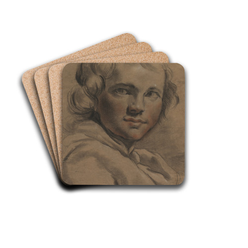 Head of a Young Man (recto) by Gaetano Gandolfi Drink Coasters - set of 4