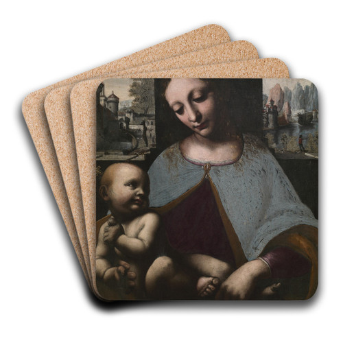 Virgin and Child by Leonardo da Vinci Art Drink Coaster set