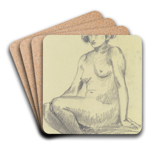 Hockender weiblicher Akt by Richard Martin Werner Art Drink Coaster set