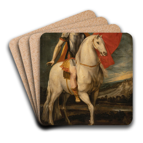 Saint Louis of Toulouse on horseback by Giuseppe Cesari Art Drink Coaster set