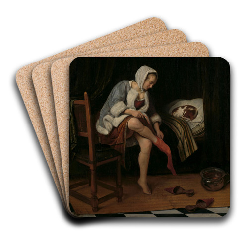 Woman at her Toilet by Jan Steen Art Drink Coaster set