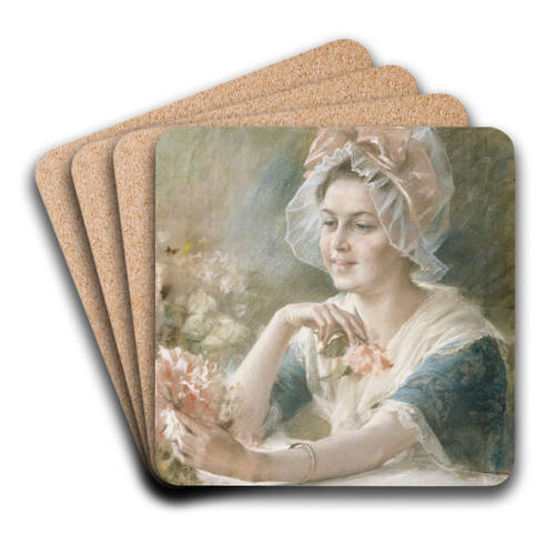Flower Girl by Albert Edelfelt Art Drink Coaster set