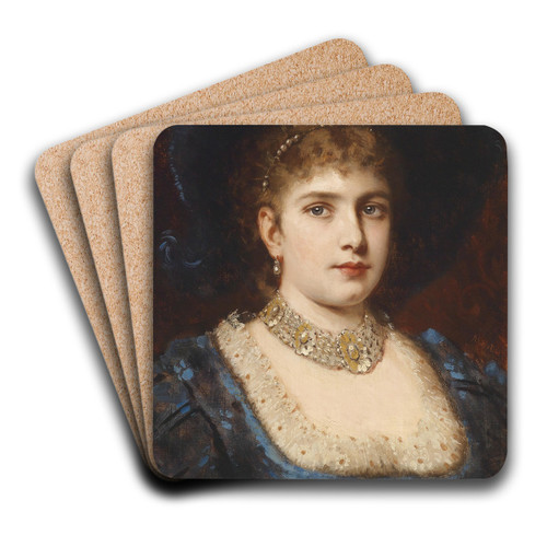 Dame in blauem Kleid mit Hut by Anton Ebert Art Drink Coaster set Dame in blauem Kleid mit Hut by Anton Ebert Art Drink Coaster set