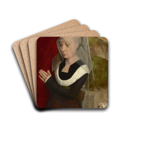 Portrait of a woman at prayer by Hans Memling Drink Coasters - set of 4