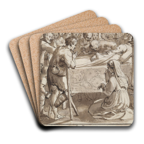 St. Philip visiting ahospital by Jacques Stella Art Drink Coaster set