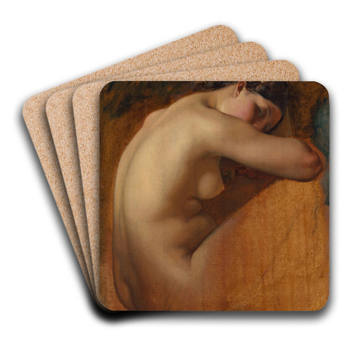 Study of a Female Nude by Henri Lehmann Art Drink Coaster set