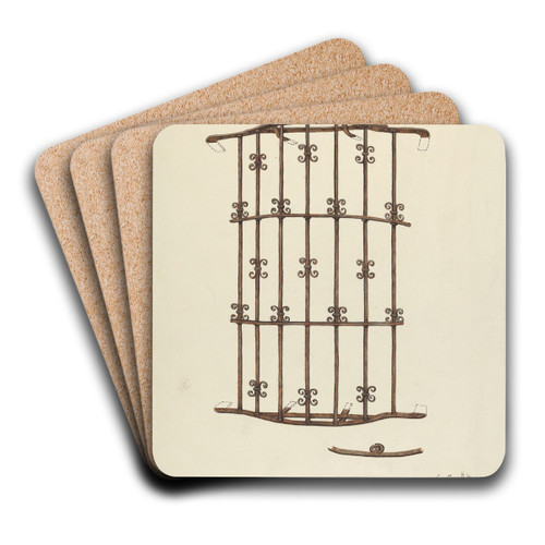 Iron Window Grille by Geoffrey Holt and Harry Mann Waddell Art Drink Coaster set Iron Window Grille by Geoffrey Holt and Harry Mann Waddell Art Drink Coaster set