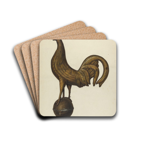 Weather Vane - Cock by Mina Lowry Drink Coasters - set of 4
