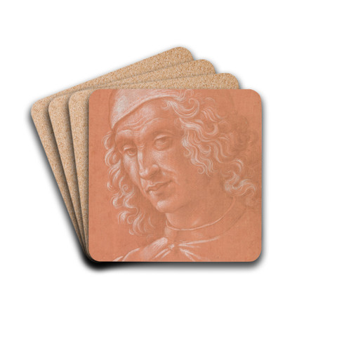 Head of a Man Wearing a Cap by Circle of Domenico Ghirlandaio Drink Coasters - set of 4