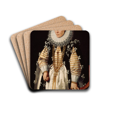Portrait of the Wife of Nicolas de Hellincx by Frans Pourbus The Younger Drink Coasters - set of 4 Portrait of the Wife of Nicolas de Hellincx by Frans Pourbus The Younger Drink Coasters - set of 4