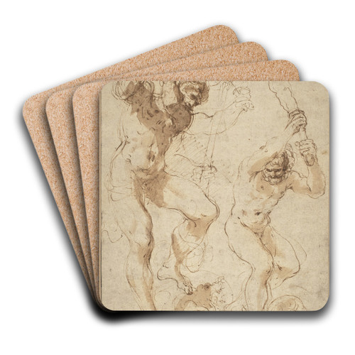 Hercules Slaying the Hydra by Guercino Art Drink Coaster set