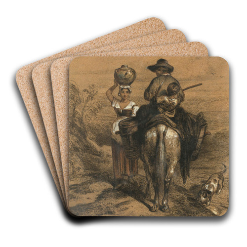 The Encounter by Alexandre-Gabriel Decamps Art Drink Coaster set