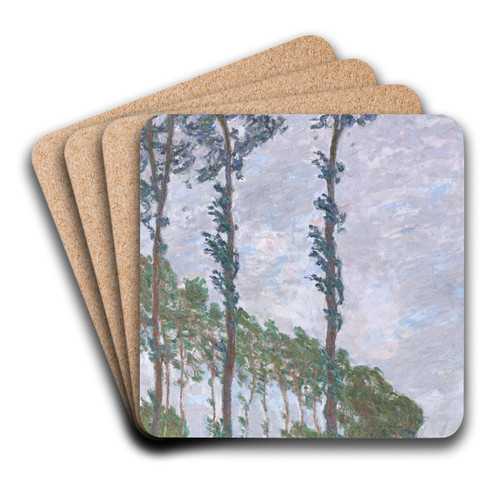 Wind Effect, Series of The Poplars by Claude Monet Art Drink Coaster set