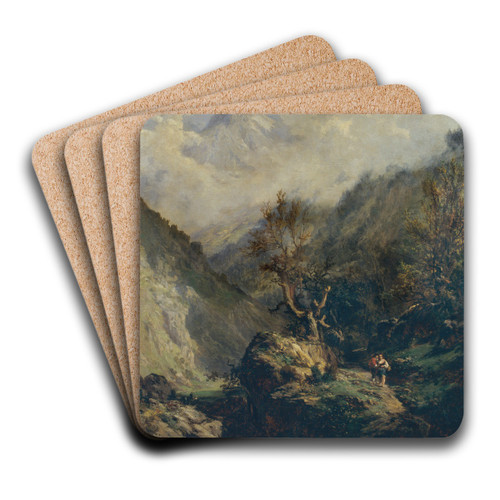 Mountains in Asturias by Carlos de Haes Art Drink Coaster set