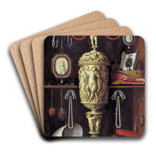A Cabinet With Objects Of Art by Georg Hainz Art Drink Coaster set A Cabinet With Objects Of Art by Georg Hainz Art Drink Coaster set