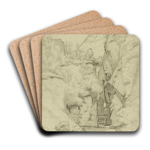 Paysage (torrent) by Jean-Achille Benouville Art Drink Coaster set