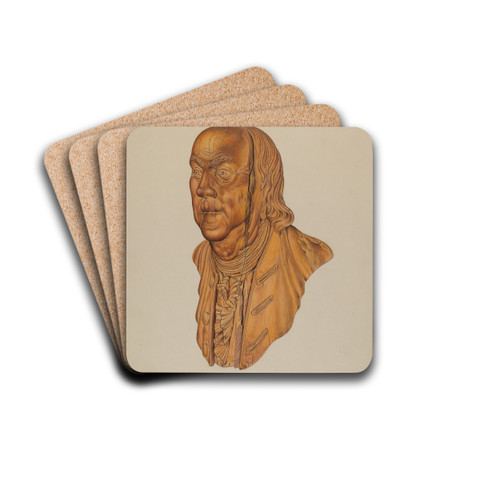 Figurehead - Benjamin Franklin by Lawrence Flynn Drink Coasters - set of 4 Figurehead - Benjamin Franklin by Lawrence Flynn Drink Coasters - set of 4