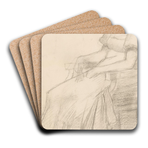 Portret en een vrouw zittend op een stoel by August Alleb Art Drink Coaster set