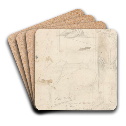 Schetsen en notities, onder andere van een dienstbode by August Alleb Art Drink Coaster set