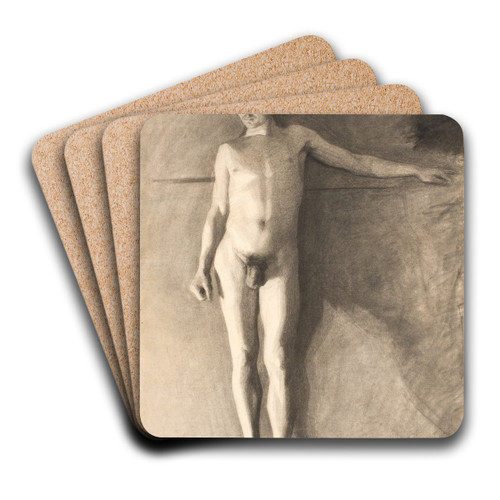 Stende mandlig model by Vilhelm Hammershi Art Drink Coaster set