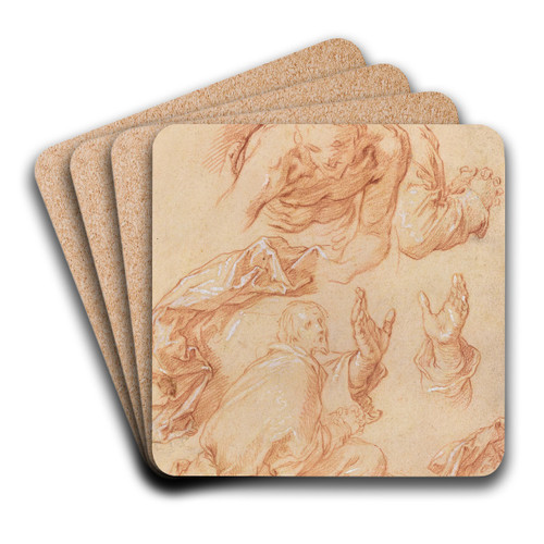 Studies of Hands and Bending Figures (verso) by Abraham Bloemaert Art Drink Coaster set