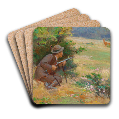 Auf der Jagd by Josef Straka Art Drink Coaster set