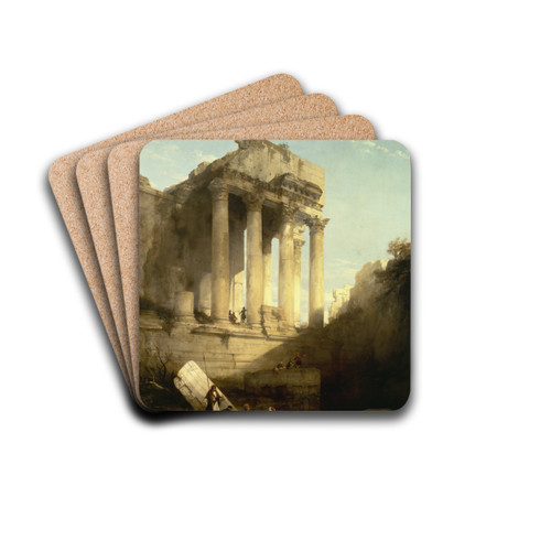 Baalbec,Ruins of the Temple of Bacchus by David Roberts Drink Coasters - set of 4
