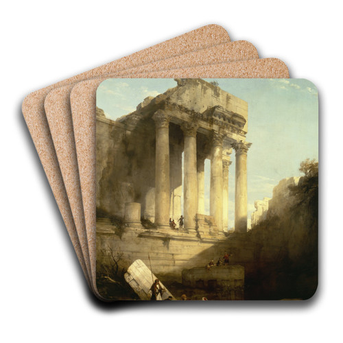 Baalbec,Ruins of the Temple of Bacchus by David Roberts Art Drink Coaster set
