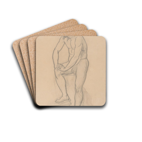Study of the king figure for the painting 'Death of Barbara Radziwi' (nude, variant) by Jzef Simmler Drink Coasters - set of 4 Study of the king figure for the painting 'Death of Barbara Radziwi' (nude, variant) by Jzef Simmler Drink Coasters - set of 4