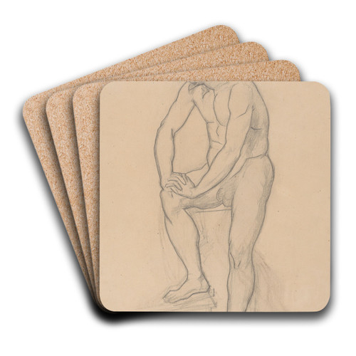 Study of the king figure for the painting 'Death of Barbara Radziwi' (nude, variant) by Jzef Simmler Art Drink Coaster set Study of the king figure for the painting 'Death of Barbara Radziwi' (nude, variant) by Jzef Simmler Art Drink Coaster set