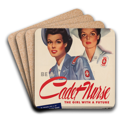 Be a Cadet Nurse by Jon Whitcomb Art Drink Coaster set