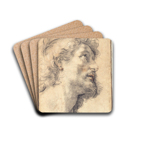 Study of the Head of Saint Crispin by Benedetto Luti Drink Coasters - set of 4