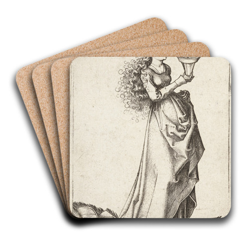The first wise Virgin by Martin Schongauer Art Drink Coaster set