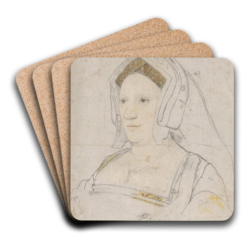 Portrait of an unknown Englishwoman by Hans Holbein The Younger Art Drink Coaster set
