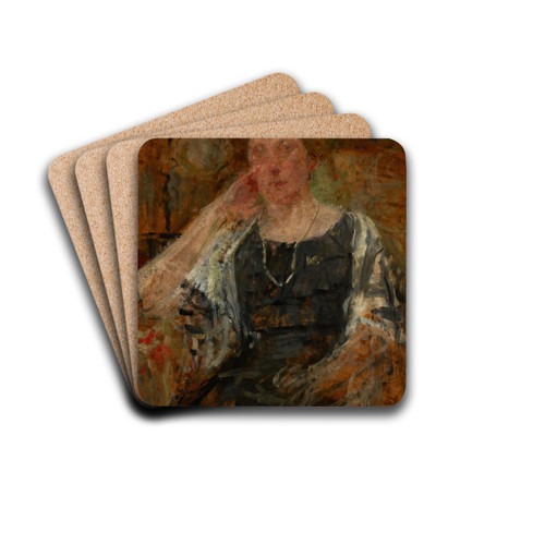 Portrait of an American Woman by Olga Boznanska Drink Coasters - set of 4