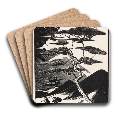 Duinpan met twee figuren by Bernard Essers Art Drink Coaster set