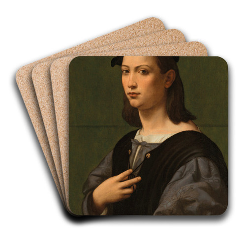 Portrait of a young gentleman by Giuliano Bugiardini Art Drink Coaster set