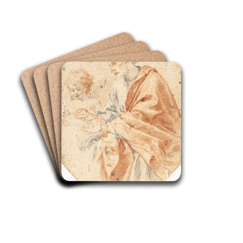 Study of the Evangelist Matthew and the Angel by Carlo Dolci Drink Coasters - set of 4 Study of the Evangelist Matthew and the Angel by Carlo Dolci Drink Coasters - set of 4