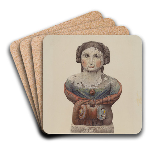 Figurehead from the Lady Clinton by Robert Pohle Art Drink Coaster set
