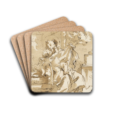 Saint Anthony of Padua with the Christ Child, in an Interior by Giovanni Domenico Tiepolo Drink Coasters - set of 4