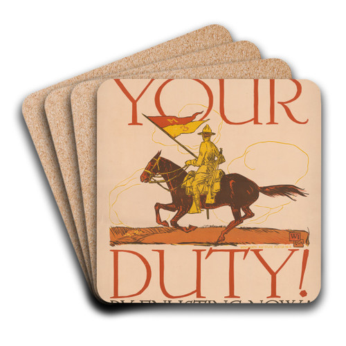 Come on, boys! Do your duty by enlisting now! by Vojtech Preissig Art Drink Coaster set