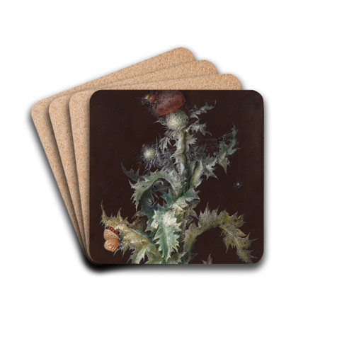 Thistle with Insects by Johann Christoph Dietzsch Drink Coasters - set of 4
